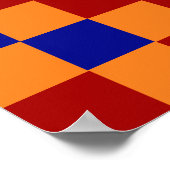 Rot Orange Blau Kariertes Musterdesign  Poster (Ecke)