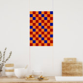 Rot Orange Blau Kariertes Musterdesign  Poster (Küche)
