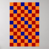 Rot Orange Blau Kariertes Musterdesign  Poster (Vorne)