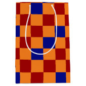 Rot Orange Blau Karomuster Design Mittlere Geschenktüte (Vorderseite)