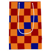 Rot Orange Blau Karomuster Design Mittlere Geschenktüte (Rückseite)