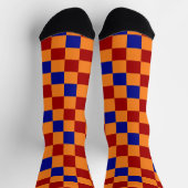 Rot Orange Blau Karomuster Design Socken (Oben)
