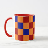 Rot Orange Blau Karomuster Design Tasse (Links)