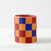 Rot Orange Blau Karomuster Design Tasse (Zentrum)