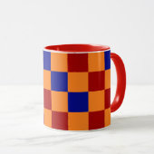 Rot Orange Blau Karomuster Design Tasse (VorderseiteRechts)