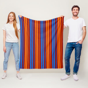 Rot Orange Blau Vertikale Streifen Design   Fleecedecke