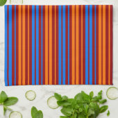 Rot Orange Blau Vertikale Streifen Design Geschirrtuch (Gefaltet)