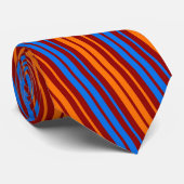 Rot Orange Blau Vertikale Streifen Design Krawatte (Gerollt)
