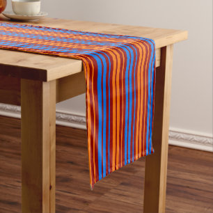 Rot Orange Blau Vertikale Streifen Design   Kurzer Tischläufer