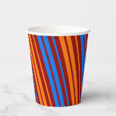 Rot Orange Blau Vertikale Streifen Design   Pappbecher (Rückseite)