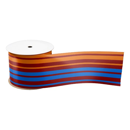 Rot Orange Blau Vertikale Streifen Design   Satinband (Spule)
