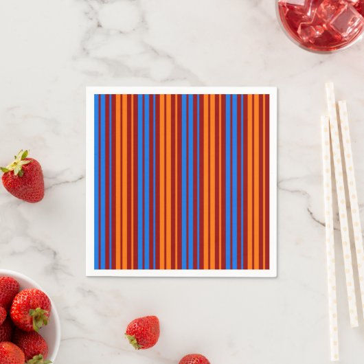 Rot Orange Blau Vertikale Streifen Design Serviette (Beispiel)