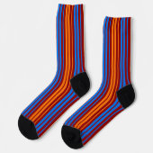 Rot Orange Blau Vertikale Streifen Design Socken (Linkes Detail)
