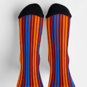 Rot Orange Blau Vertikale Streifen Design Socken (Oben)