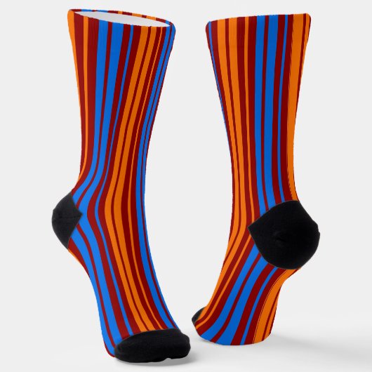 Rot Orange Blau Vertikale Streifen Design Socken (Gewinkelt)
