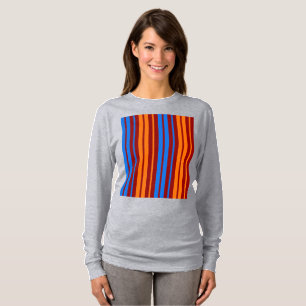 Rot Orange Blau Vertikale Streifen Design   T-Shirt