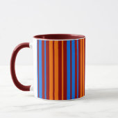 Rot Orange Blau Vertikale Streifen Design Tasse (Links)