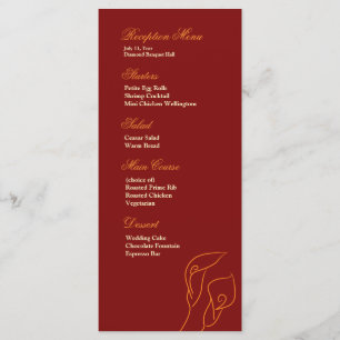 Rot & Orange Calla Lilies Empfang Menu Menükarte