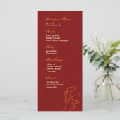 Rot & Orange Calla Lilies Empfang Menu Menükarte (Stehend Vorderseite)