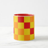 Rot Orange Gelb Kariertes Muster Design Tasse (Zentrum)