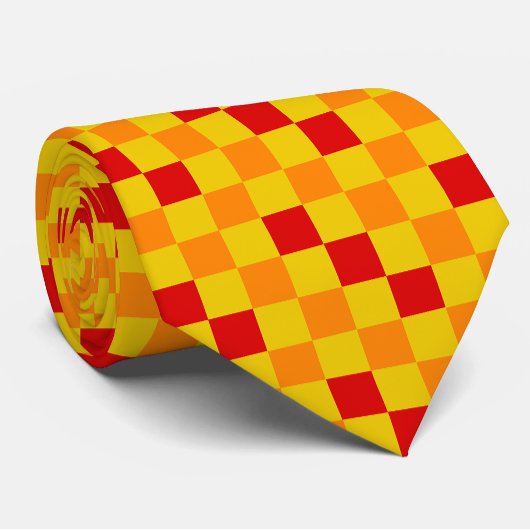 Rot Orange Gelb Karomuster Design Krawatte