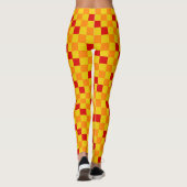 Rot Orange Gelb Karomuster Design  Leggings (Rückseite)