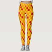 Rot Orange Gelb Karomuster Design  Leggings (Vorderseite)