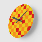 Rot Orange Gelb Karomuster Design Runde Wanduhr (Winkel)