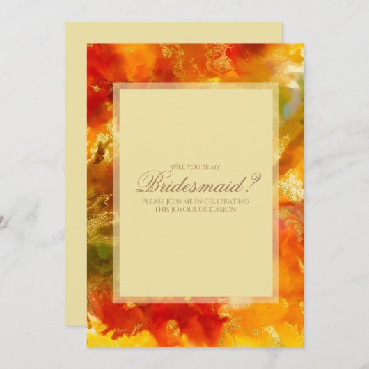 Rot, Orange, Gold, gelber Marmor Save The Date (Vorne/Hinten)