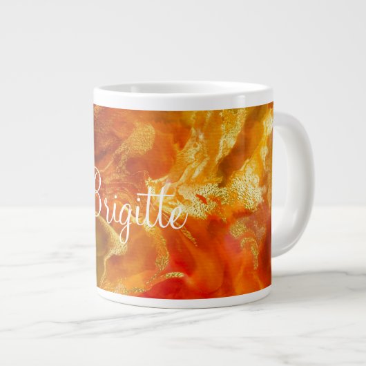 Rot, orange, goldfarben, grüne Marmorfarbe Tasse (Vorderseite Rechts)