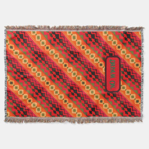 Rot Orange Grün Aztec Decke