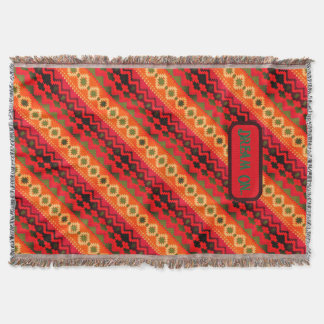 Rot Orange Grün Aztec Decke