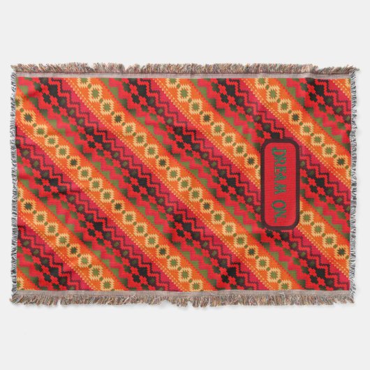 Rot Orange Grün Aztec Decke (Vorderseite)