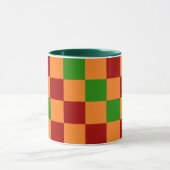 Rot Orange Grün Kariertes Muster Design Tasse (Zentrum)