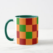 Rot Orange Grün Kariertes Muster Design Tasse (Links)