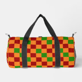 Rot Orange Grün Kariertes Musterdesign Duffle Bag (Vorderseite)
