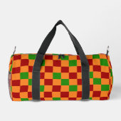 Rot Orange Grün Kariertes Musterdesign Duffle Bag (Rückseite)