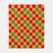 Rot Orange Grün Kariertes Musterdesign Fleecedecke (Vorderseite)