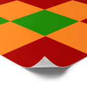 Rot Orange Grün Kariertes Musterdesign Poster (Ecke)