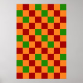 Rot Orange Grün Kariertes Musterdesign Poster (Vorne)