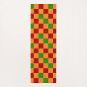 Rot Orange Grün Kariertes Musterdesign Yogamatte (Rückseite)