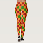 Rot Orange Grün Karomuster Design Leggings (Rückseite)