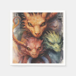 Rot Orange Grüne Drachen Serviette