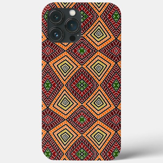 Rot-orange-grünes Tribal Diamonds African Pattern Case-Mate iPhone Hülle (Rückseite)