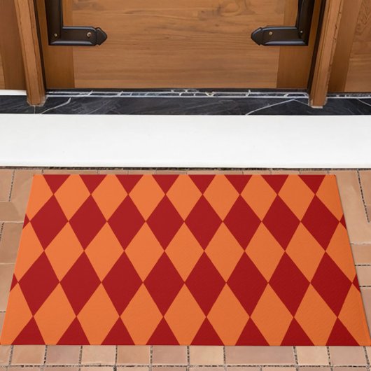 Rot-Orange-Harlekin-Karuomuster-Design Fußmatte