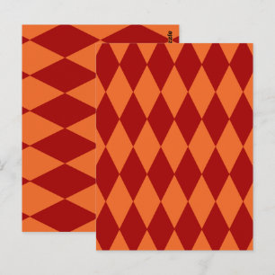 Rot-Orange-Harlekin-Karuomuster-Design Postkarte