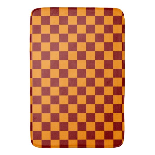 Rot + Orange Karo Prüfmuster Badematte (Vorderseite Vertikal)