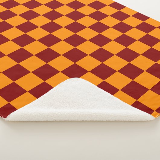 Rot + Orange Karo Prüfmuster Sherpadecke (3/4)