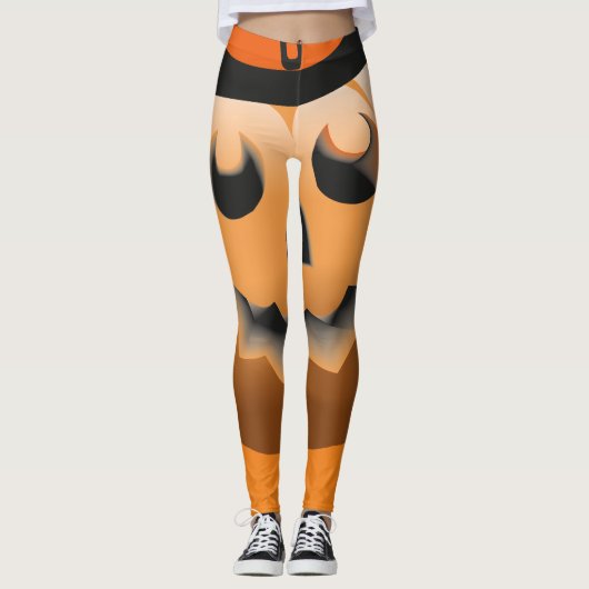 Rot-Orange, Kürbishexenhalloween Leggings (Vorderseite)