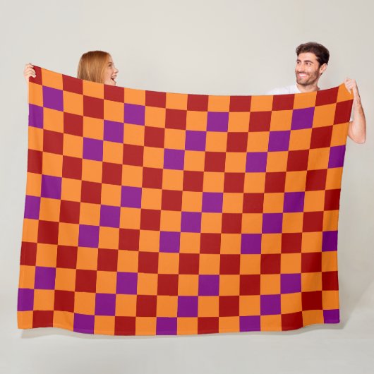 Rot Orange Lila Kariert Muster Design  Fleecedecke (Beispiel)